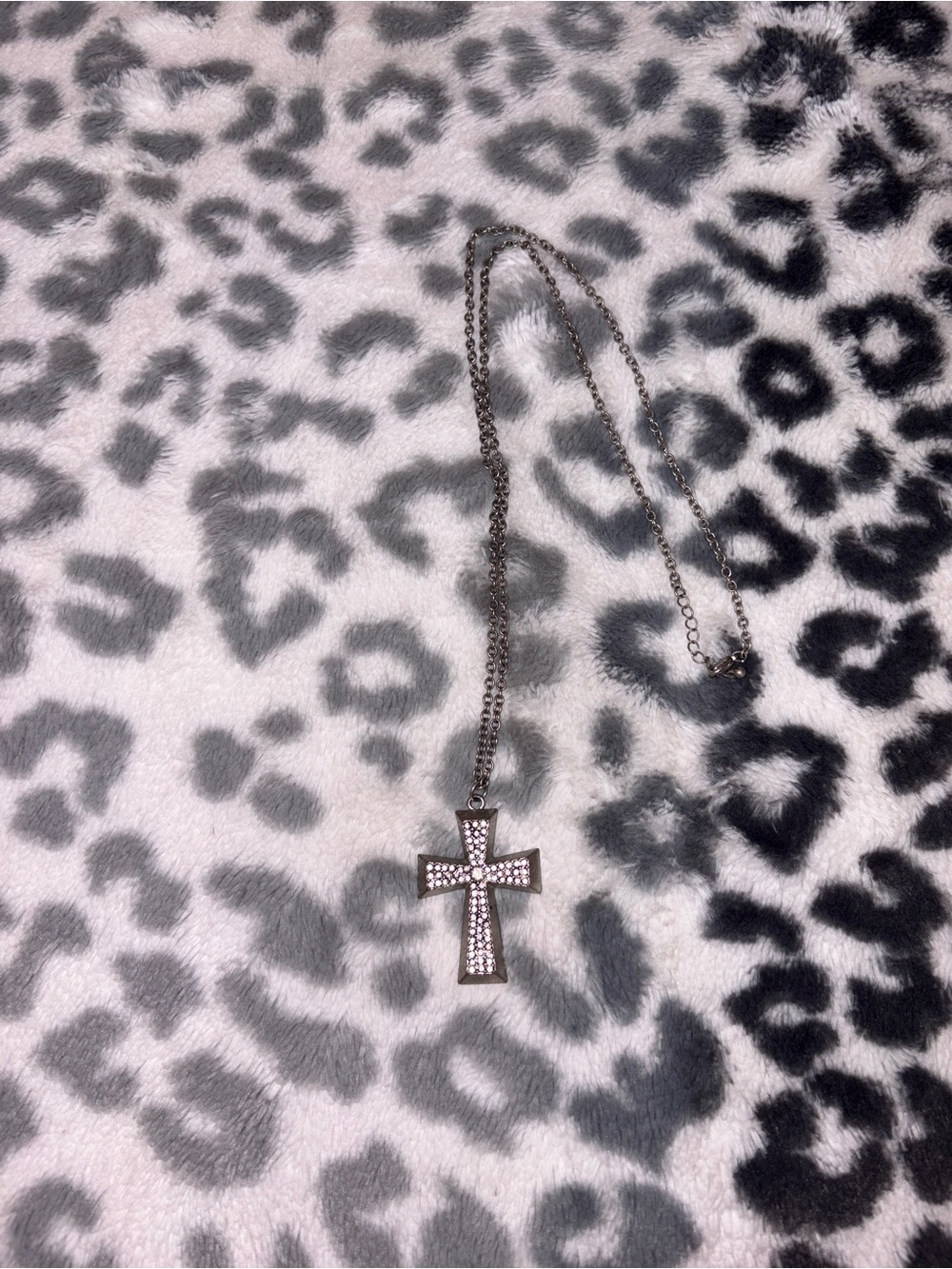 Bedazzled Silver Cross Necklace